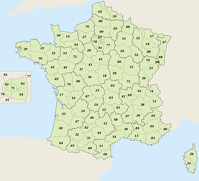 Carte issue de Wikipedia : Départements et régions de France par Bayo (sous licence GFDL)