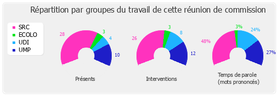 Répartition par groupe du travail de cette réunion de commission