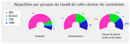 Répartition par groupe du travail de cette réunion de commission